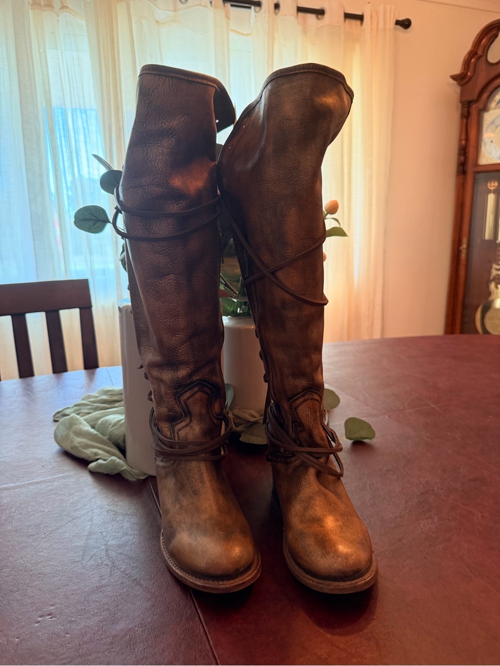 Freebird Coal Bronze Lace-Up Tall Leather Boots
